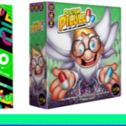 Des boites de jeux de société Rank King, Dnup, et Docteur Pilule