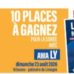 5 lots de 2 invitations privilèges au Limoges Music Vibes pour la soirée avec Awa Ly qui aura lieu…