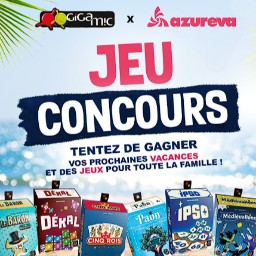 Tentez de gagner : 1 bon d'achat Azureva de 1 000 € + un kit de jeux Gigamic de 100 € 1 bon d'achat Azureva de 500 € + un kit de jeux Gigamic de 100 € 13 kits de jeux Gigamic de 100 €